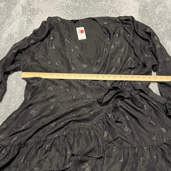 Torrid Lurex Star Surplice Ruffle Hem Top 4X Balloon Sleeve Layered Wrap - Picture 5 of 6